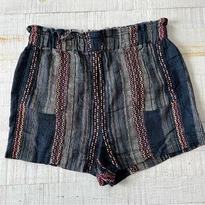 Anthropologie Lynnie striped woven paper bag waist shorts size XL